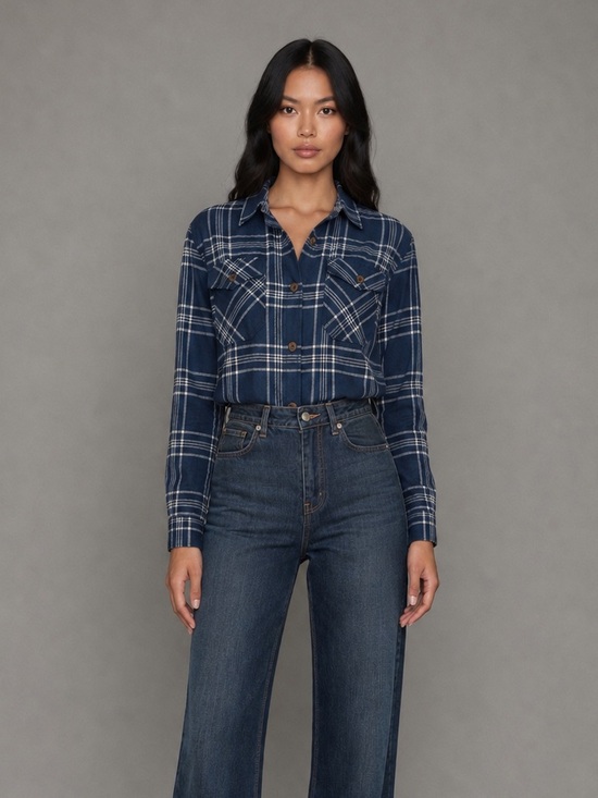 OAK + FORT Tops - OAK + FORT Blue Plaid Button-Down Shirt